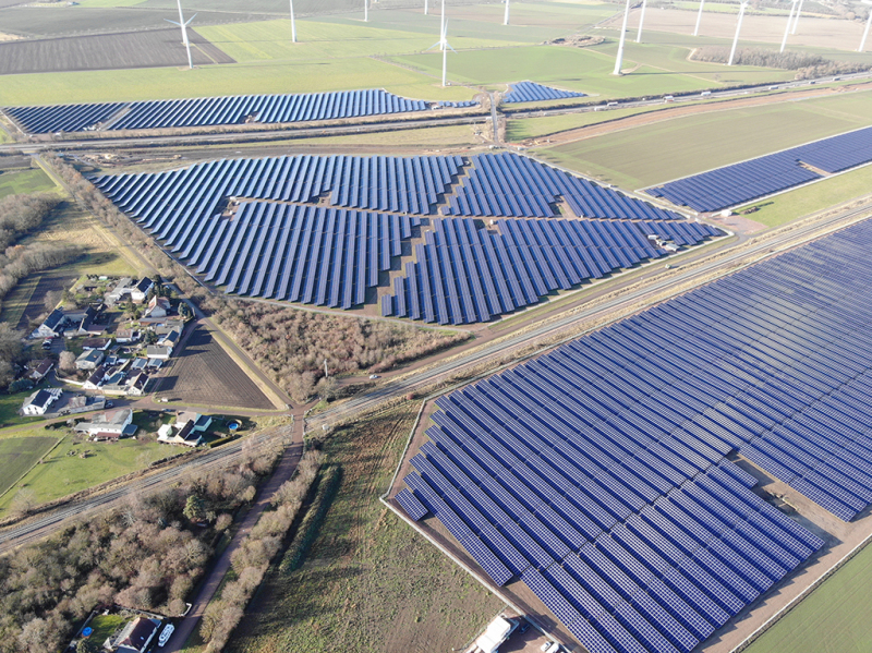Luftaufnahme des Solarparks Merbitz
