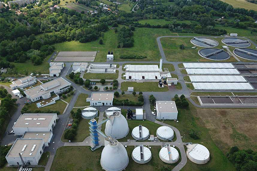 Kläranlage von oben.